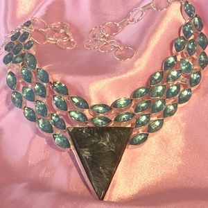 Seraphinite, Blue Quartz Large Necklace